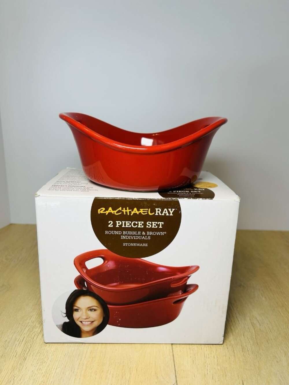 Rachel Ray 2-Piece Bubble & Brown Oven Round Bakeware Set Red - Picture 6 of 8
